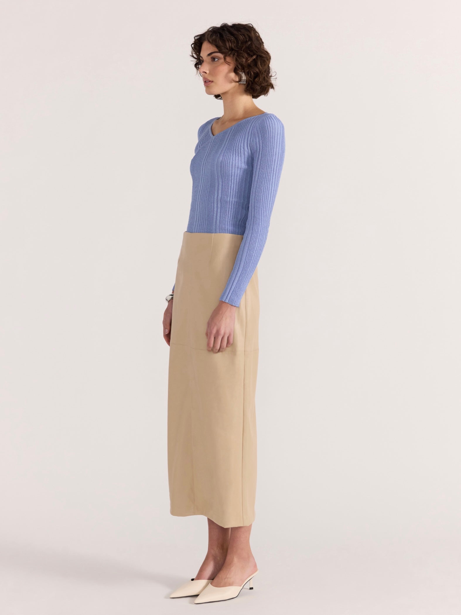 Mira Faux Leather Midi Skirt