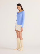 Zinnia Asymmetric Knit Top - Blue