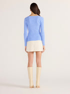 Zinnia Asymmetric Knit Top - Blue