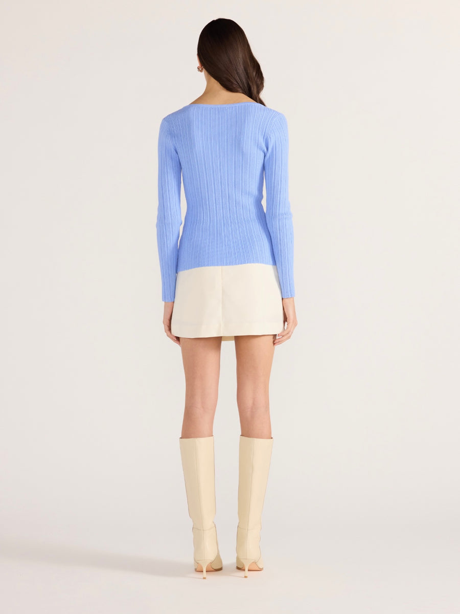 Zinnia Asymmetric Knit Top - Blue
