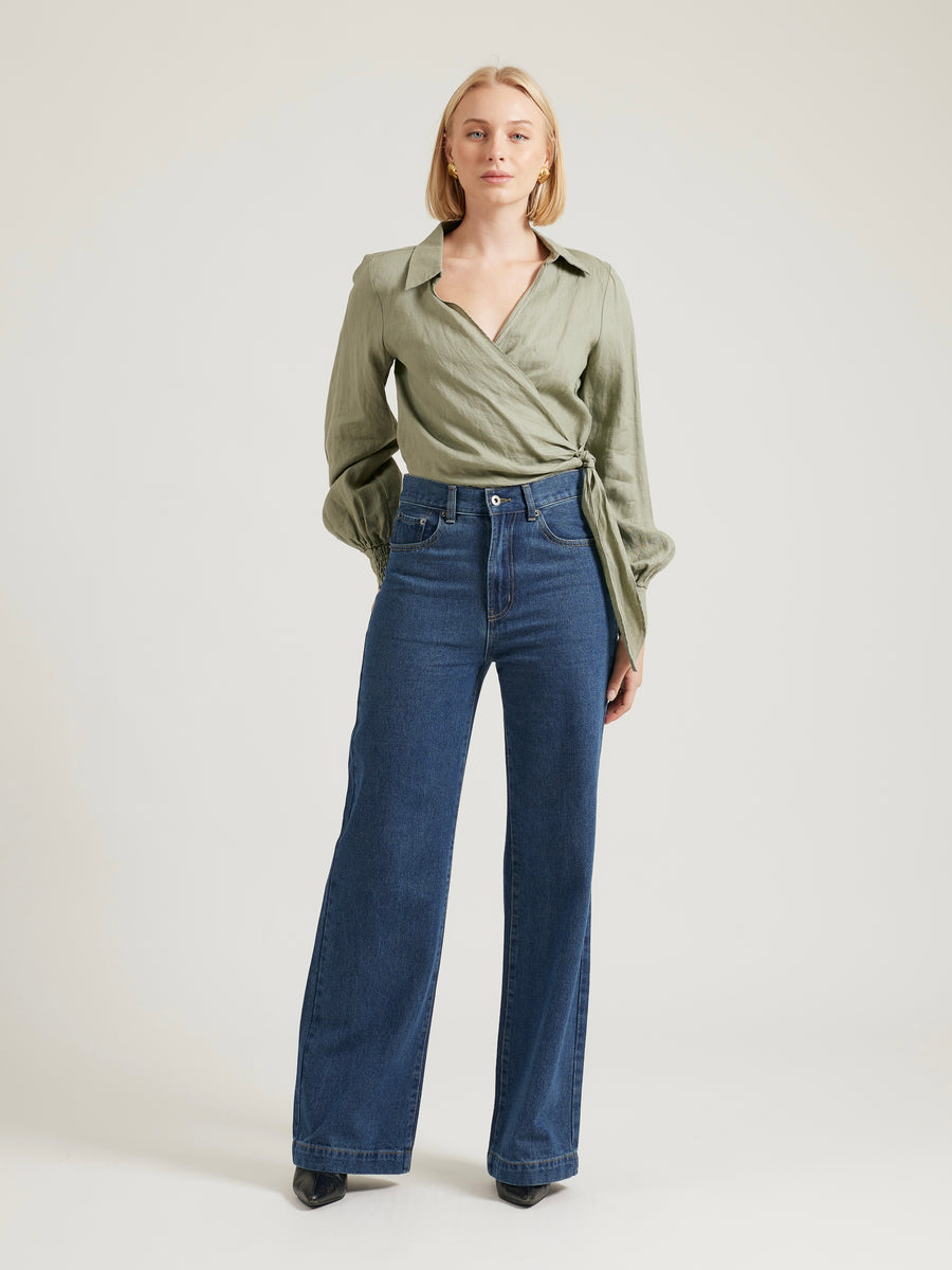 Adele Wrap Top - Sage