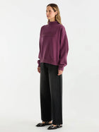 Gracie High Neck Sweater - Plum