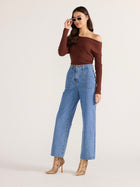 Zoe Off Shoulder Knit Top - Chocolate