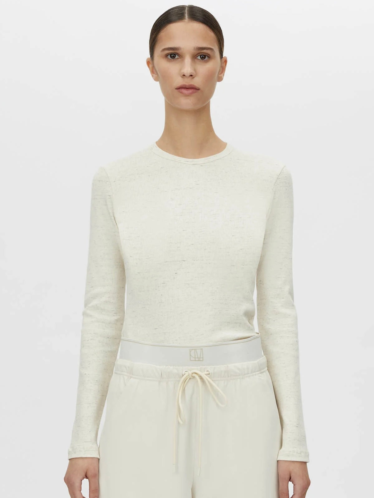 Nora Monogram Top - Ivory Marle