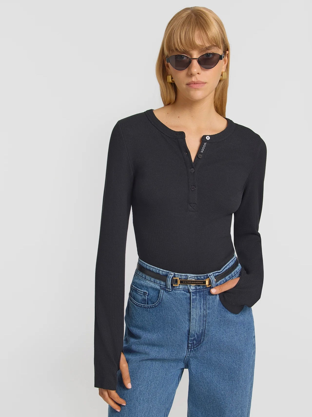 Clique Rib Henley - Black