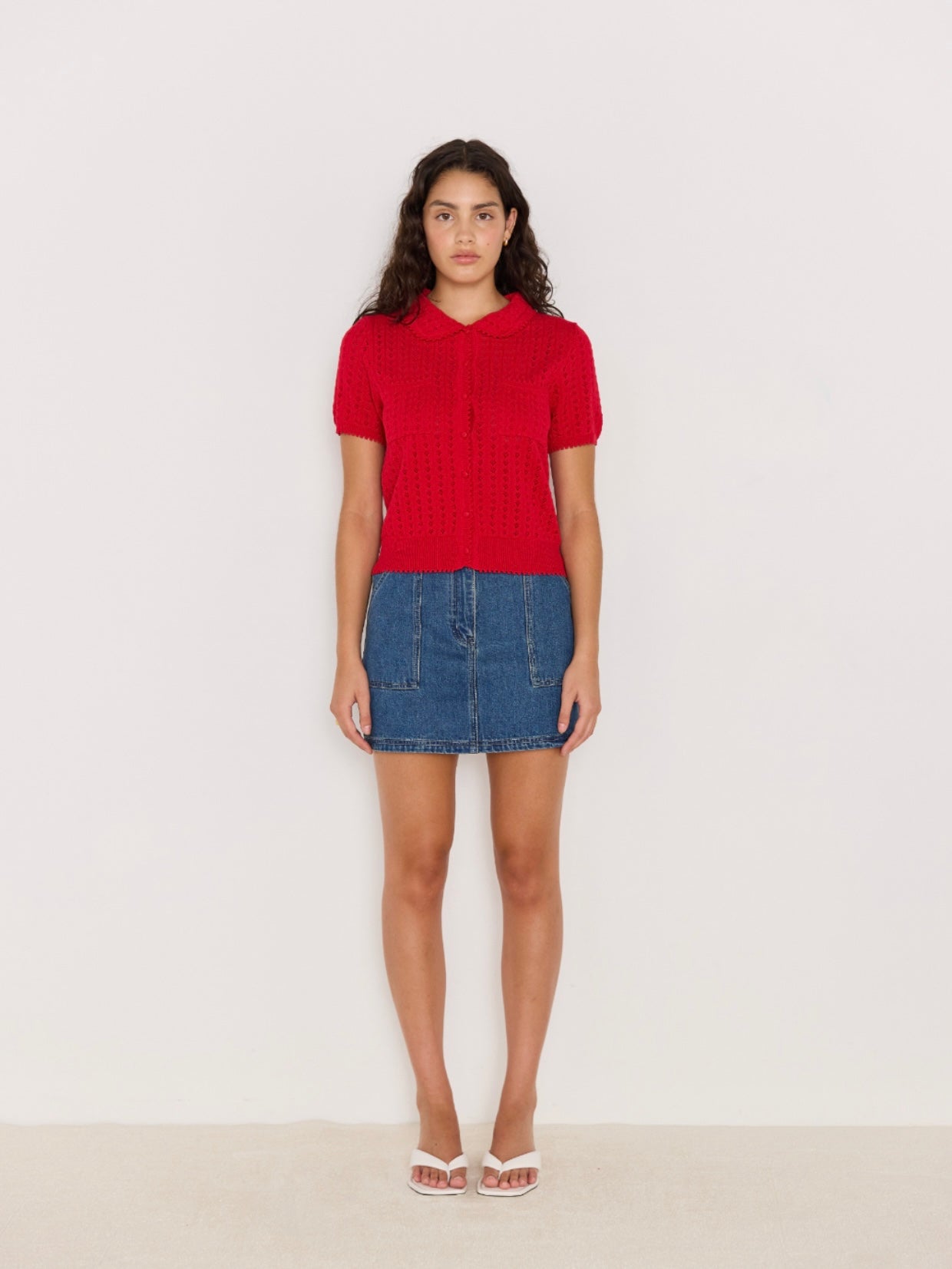 Lila Pointelle Knit Tee