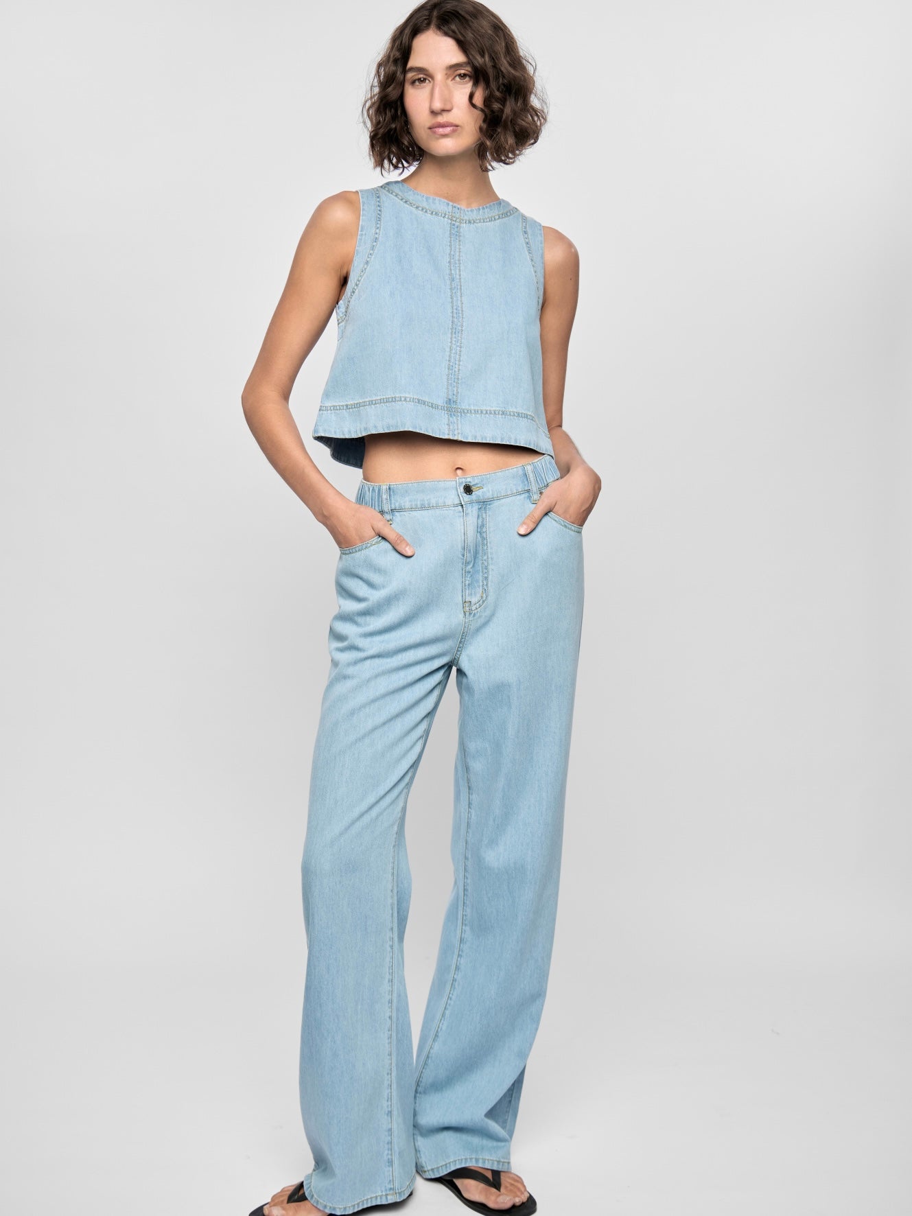 Amelia Chambray Top - Blue