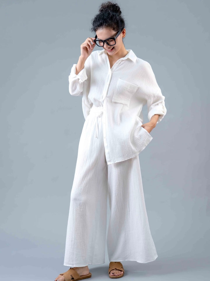 Nella Wide Leg Pant - White