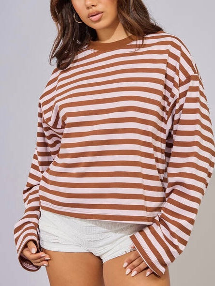 Avery Long Sleeve - Pink / Chocolate