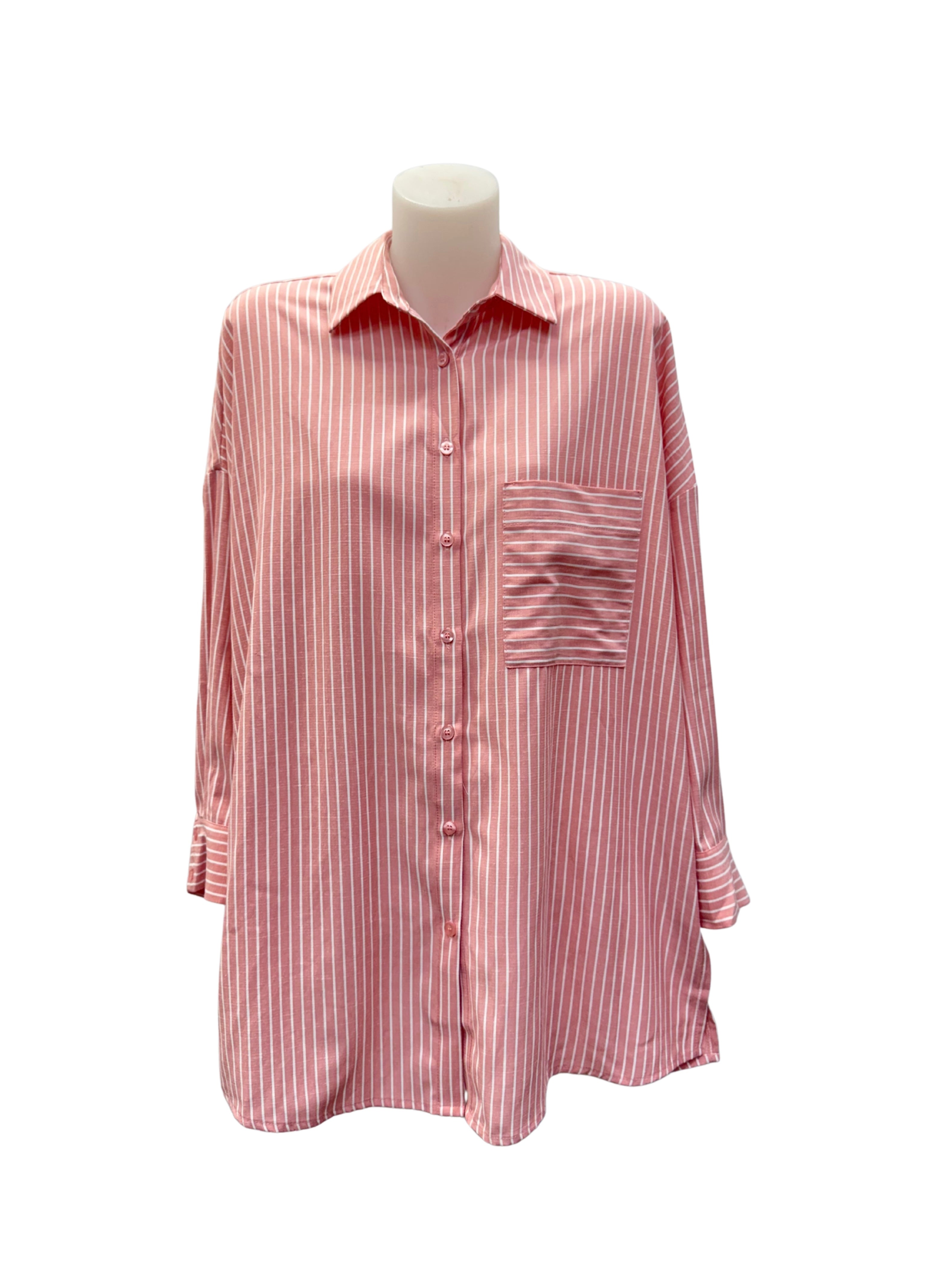 Curtis Stripe Shirt - Salmon