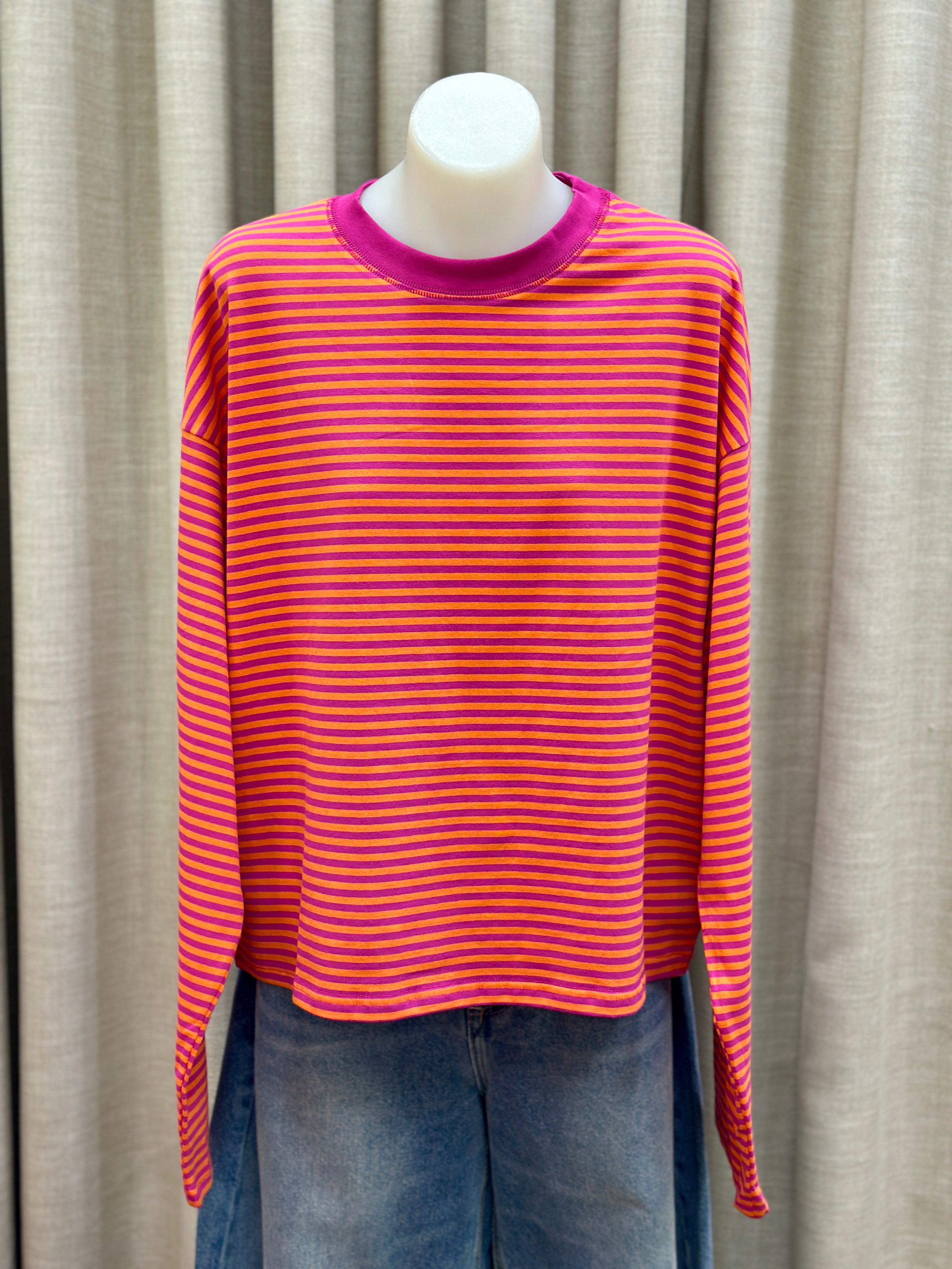 Avery Long Sleeve - Fuchsia / Orange