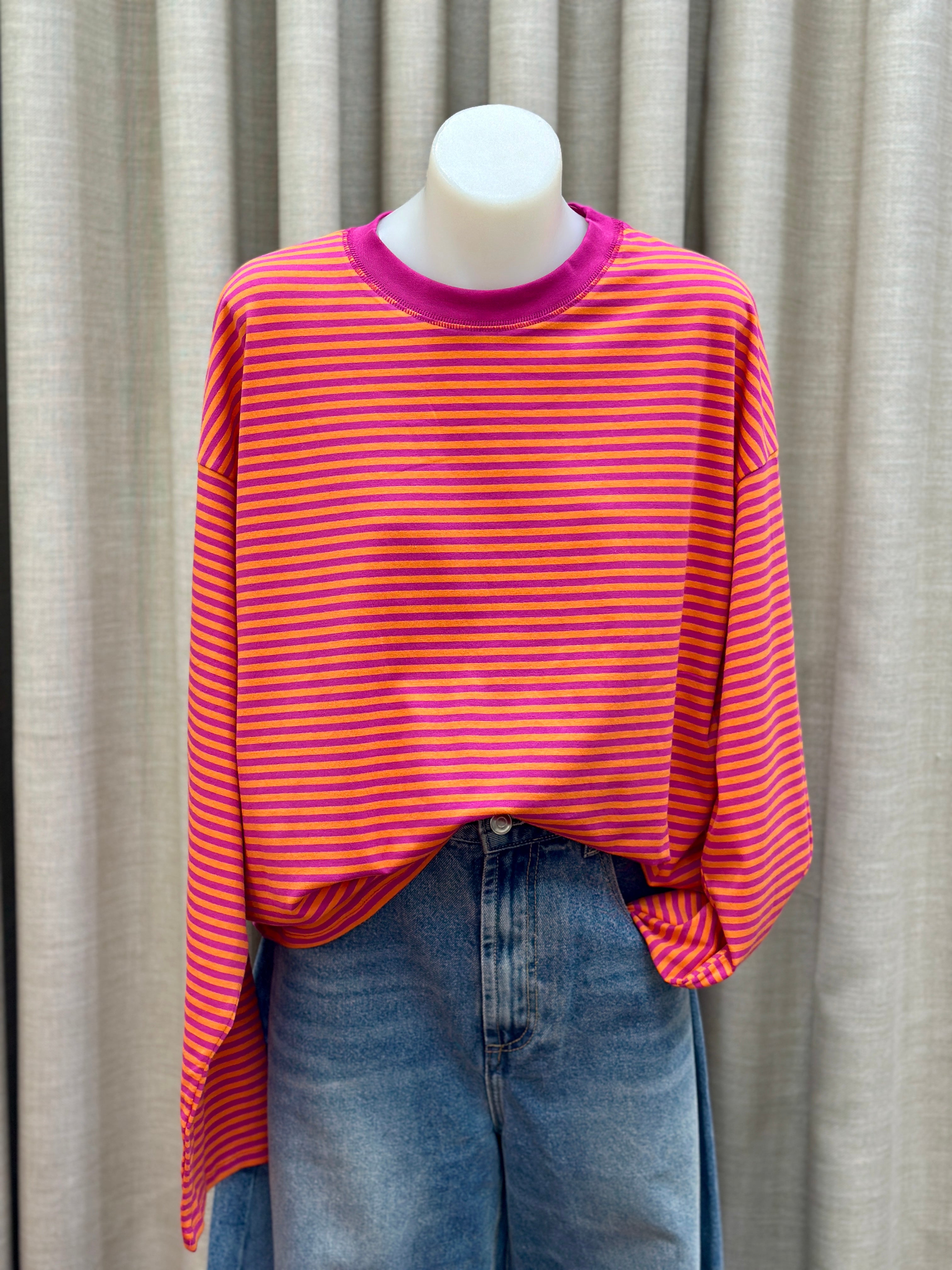 Avery Long Sleeve - Fuchsia / Orange