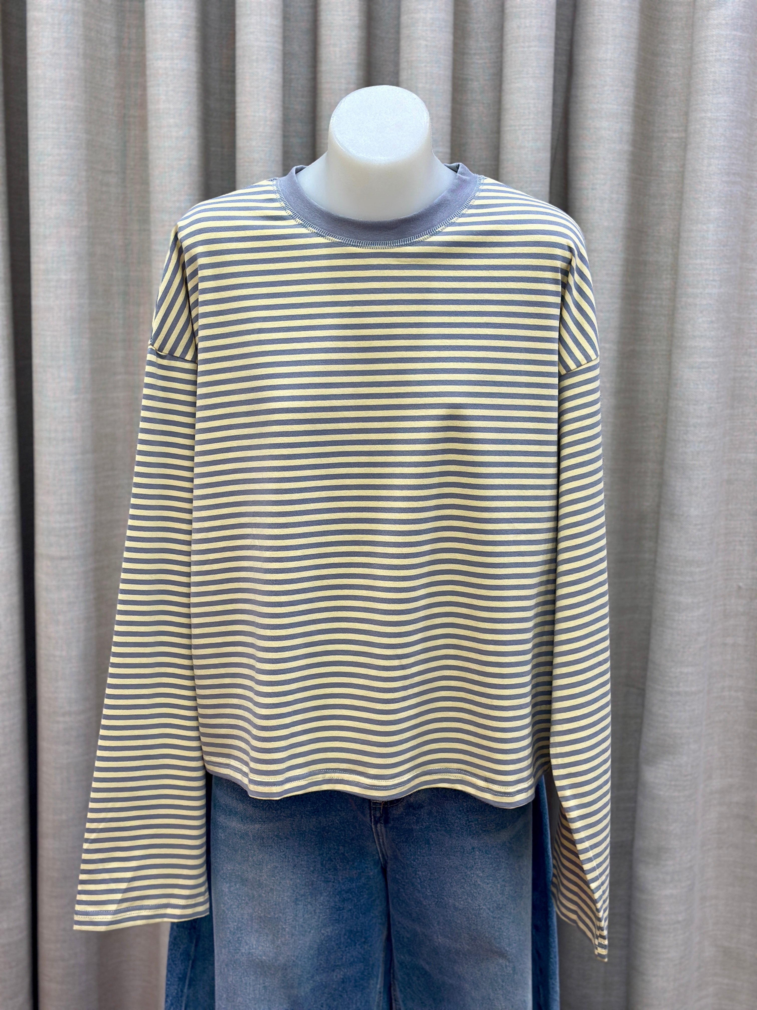 Avery Long Sleeve  - Butter / Grey