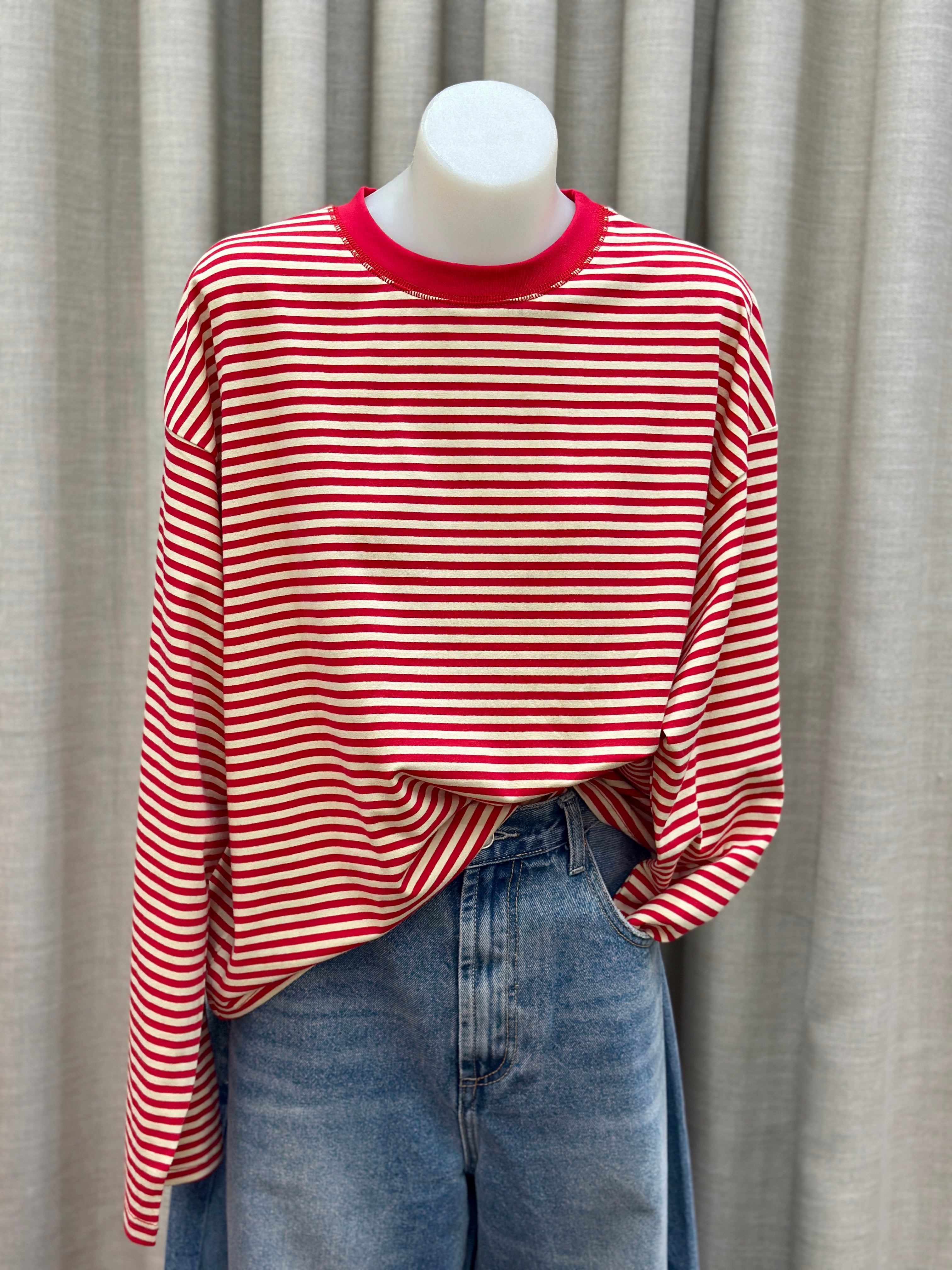 Avery Long Sleeve - Red /  Beige