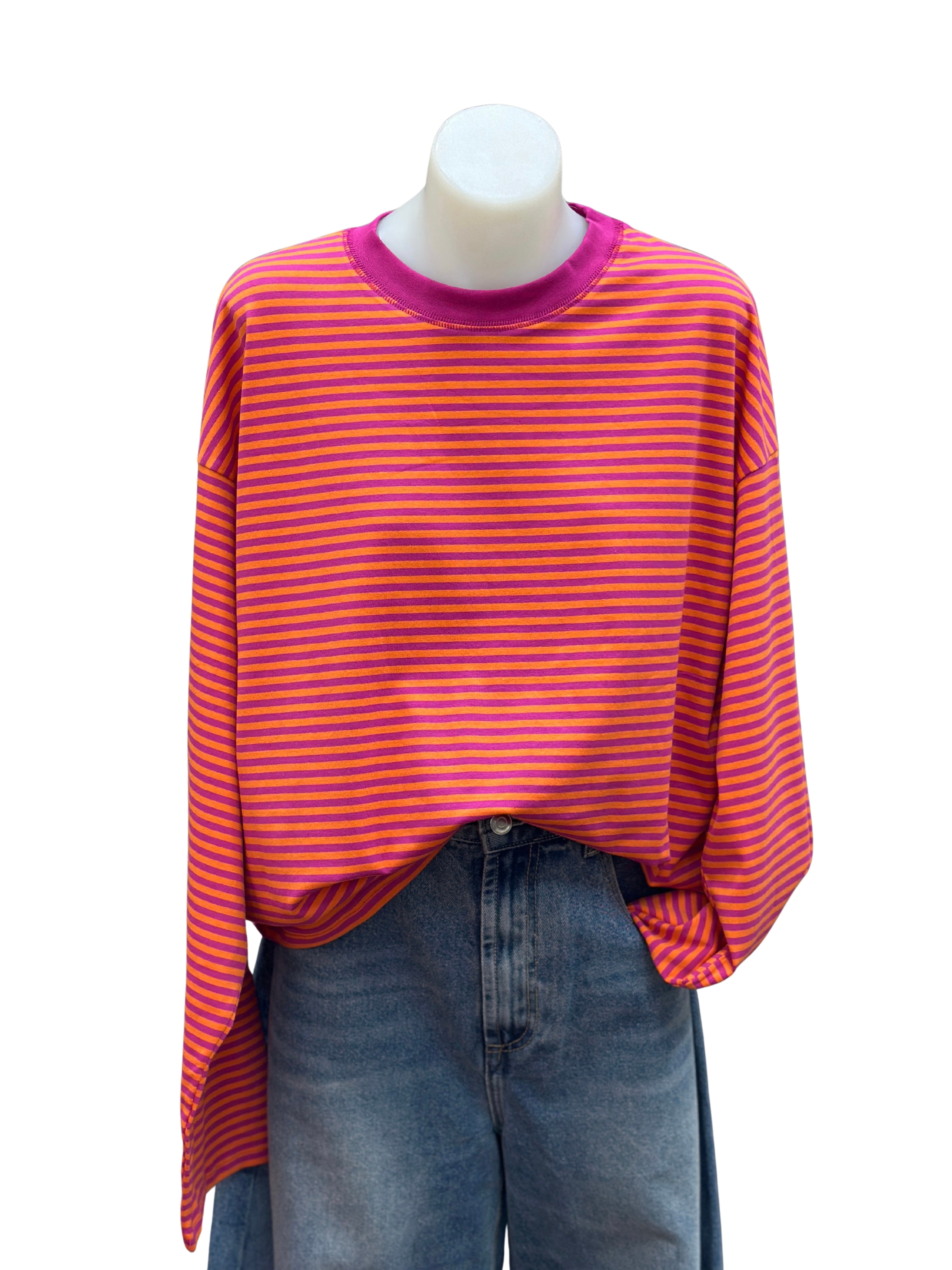 Avery Long Sleeve - Fuchsia / Orange
