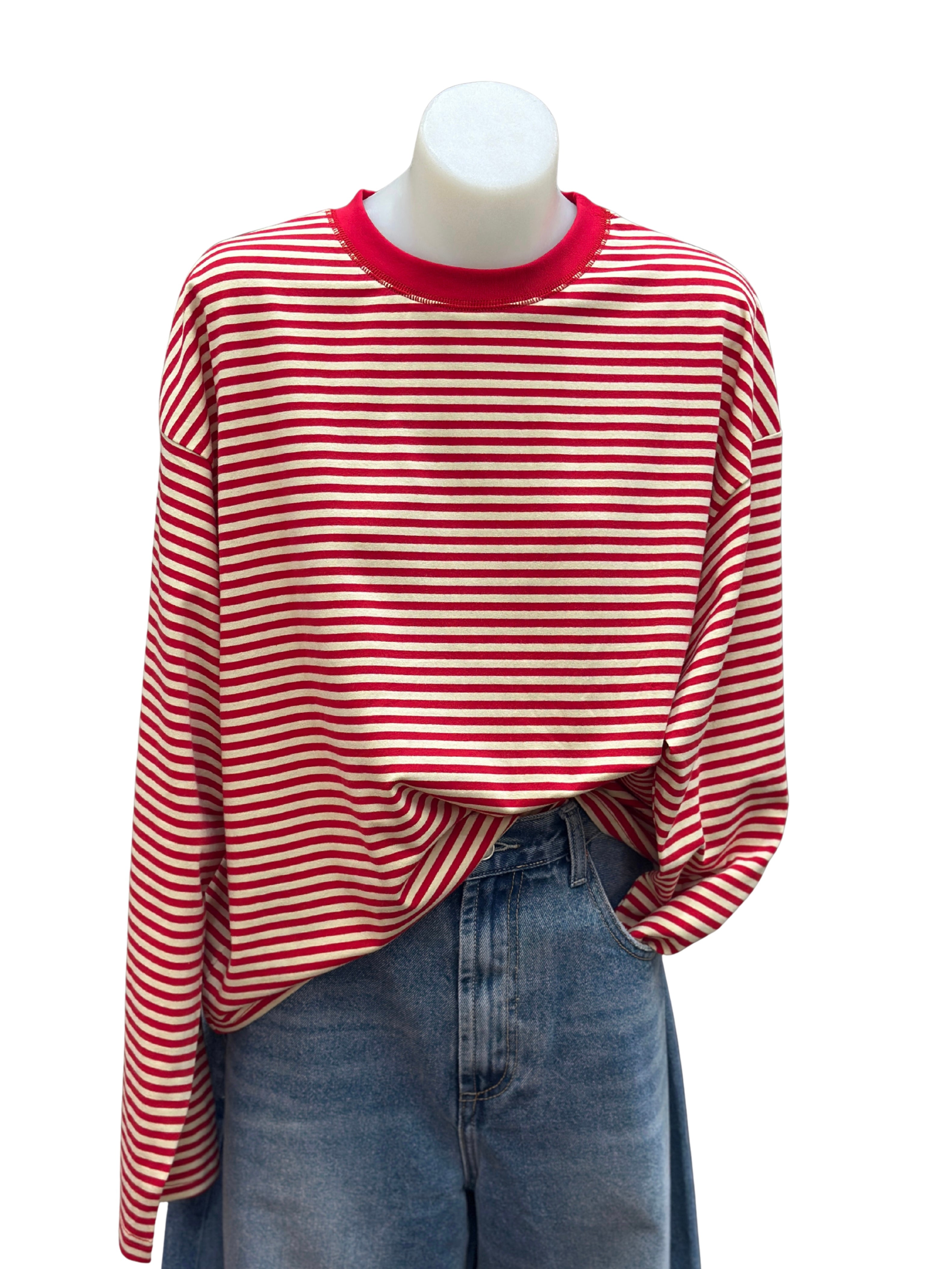 Avery Long Sleeve - Red /  Beige