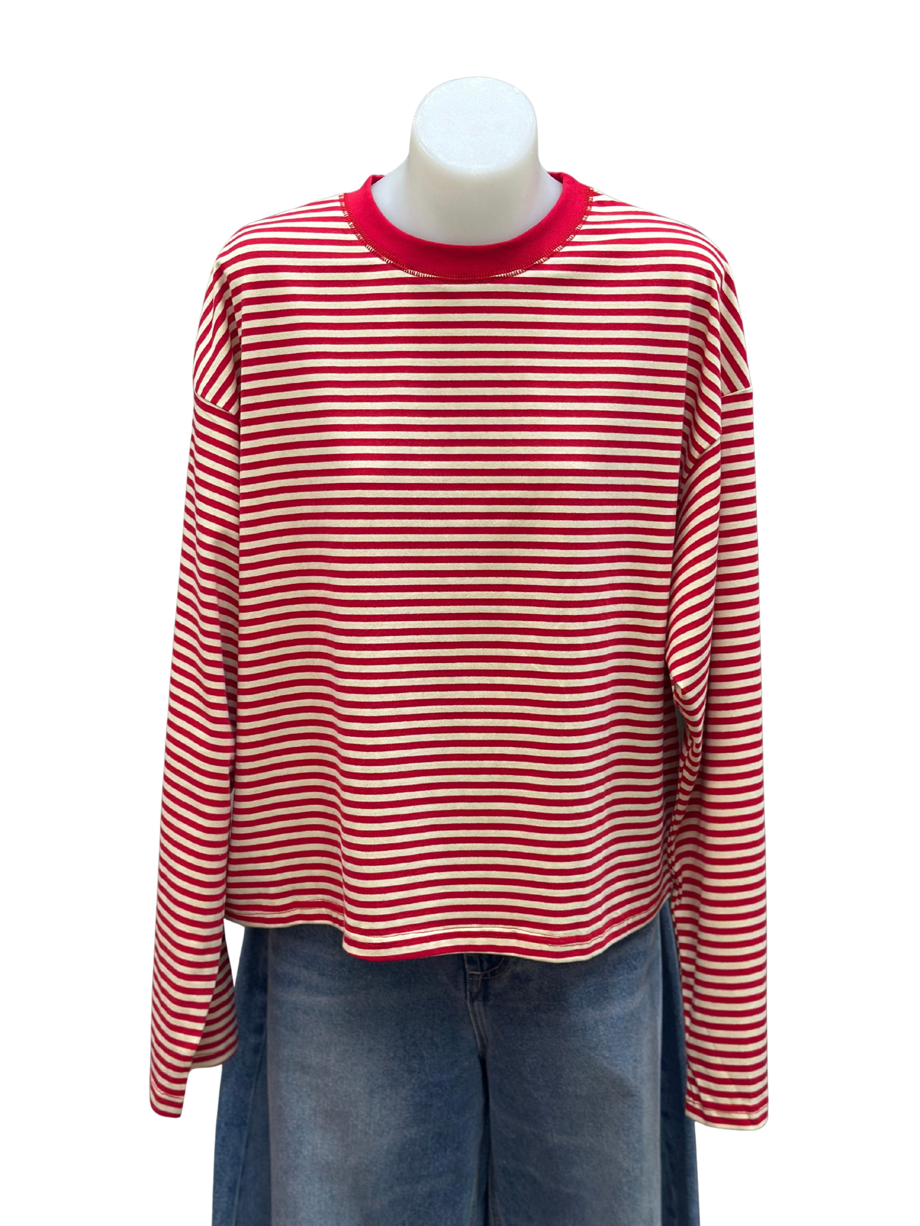 Avery Long Sleeve - Red /  Beige