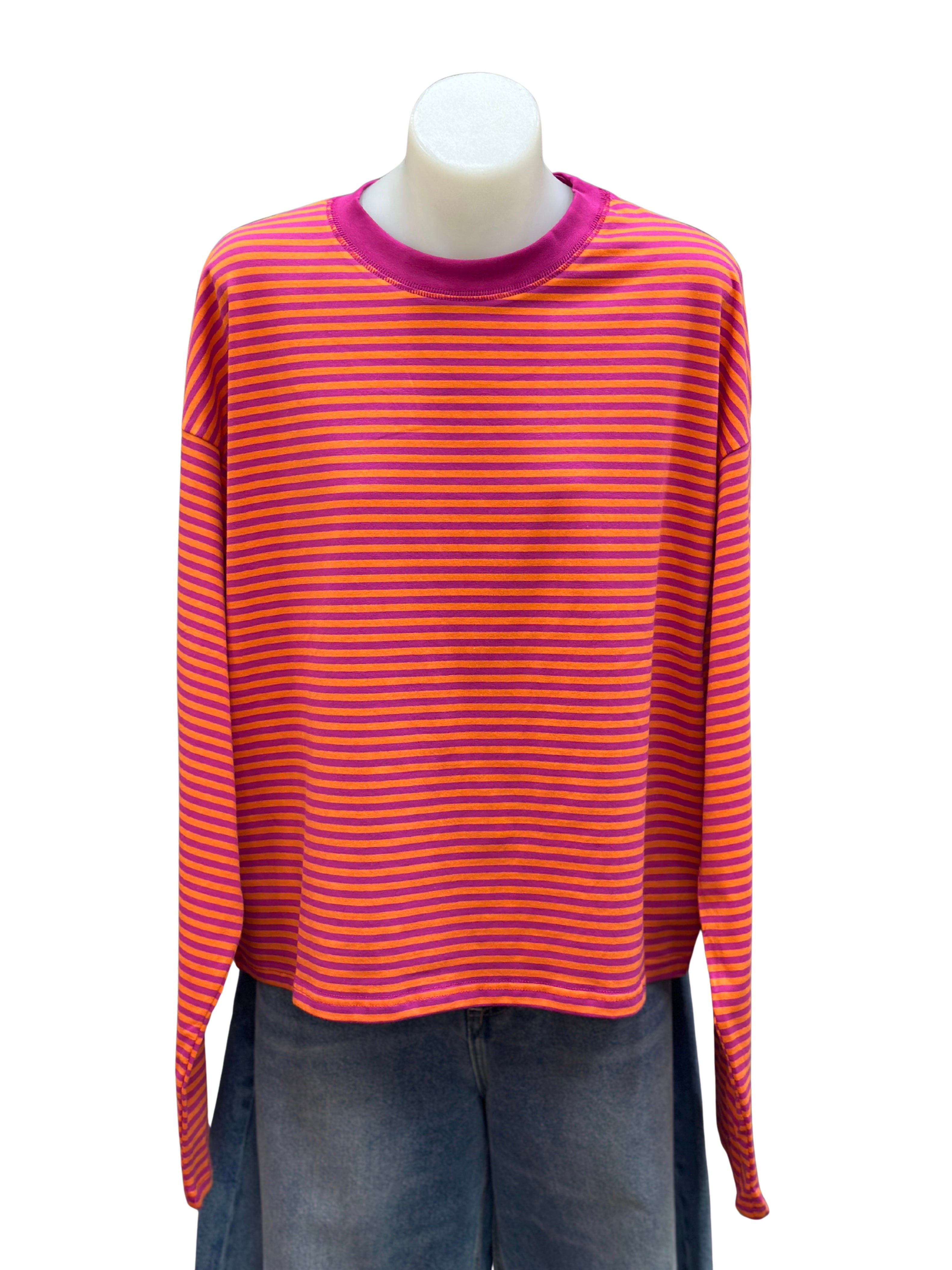 Avery Long Sleeve - Fuchsia / Orange