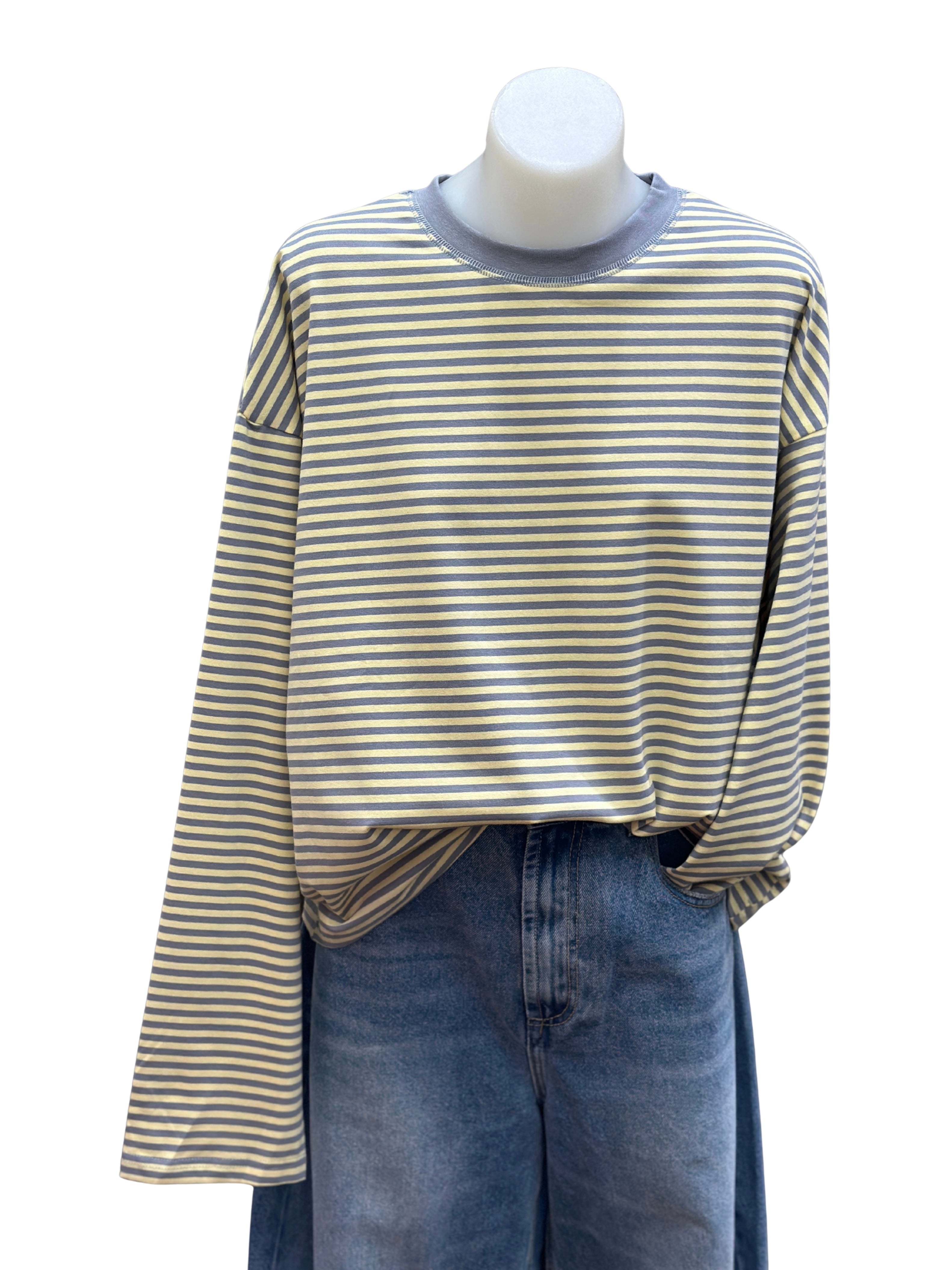 Avery Long Sleeve  - Butter / Grey