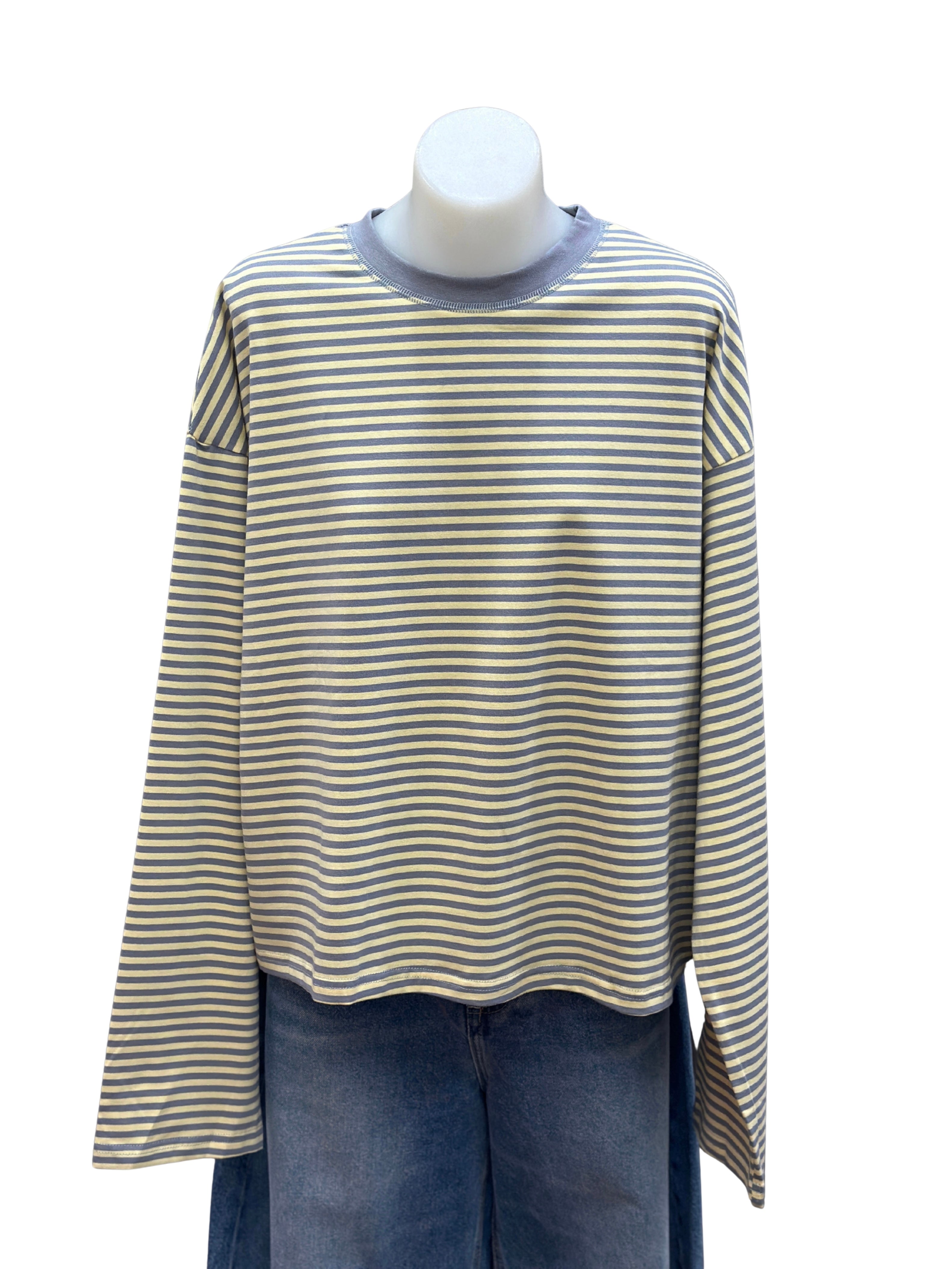 Avery Long Sleeve  - Butter / Grey