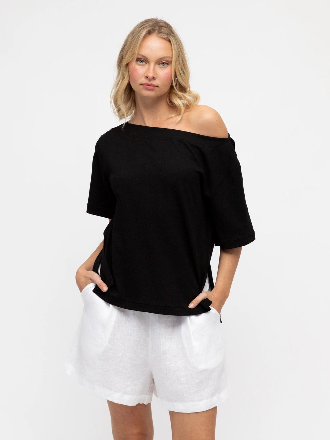 Annie Asymmetrical Tee - Black