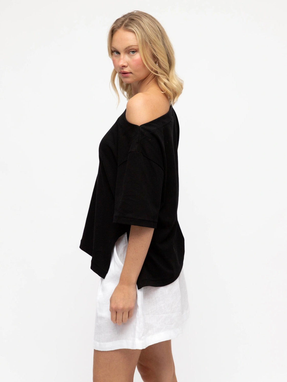 Annie Asymmetrical Tee - Black