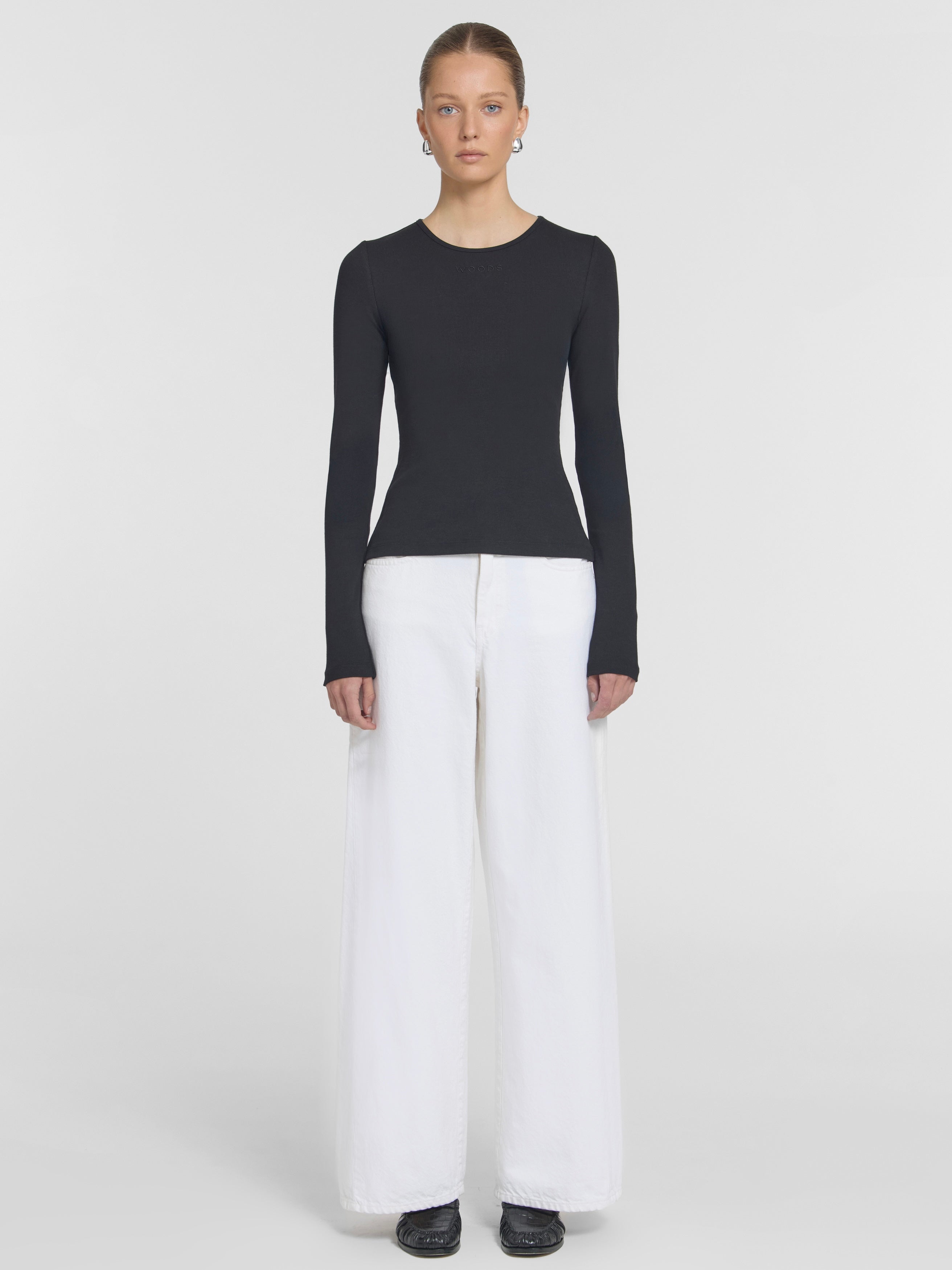 Woods Rib LS Tee - Black