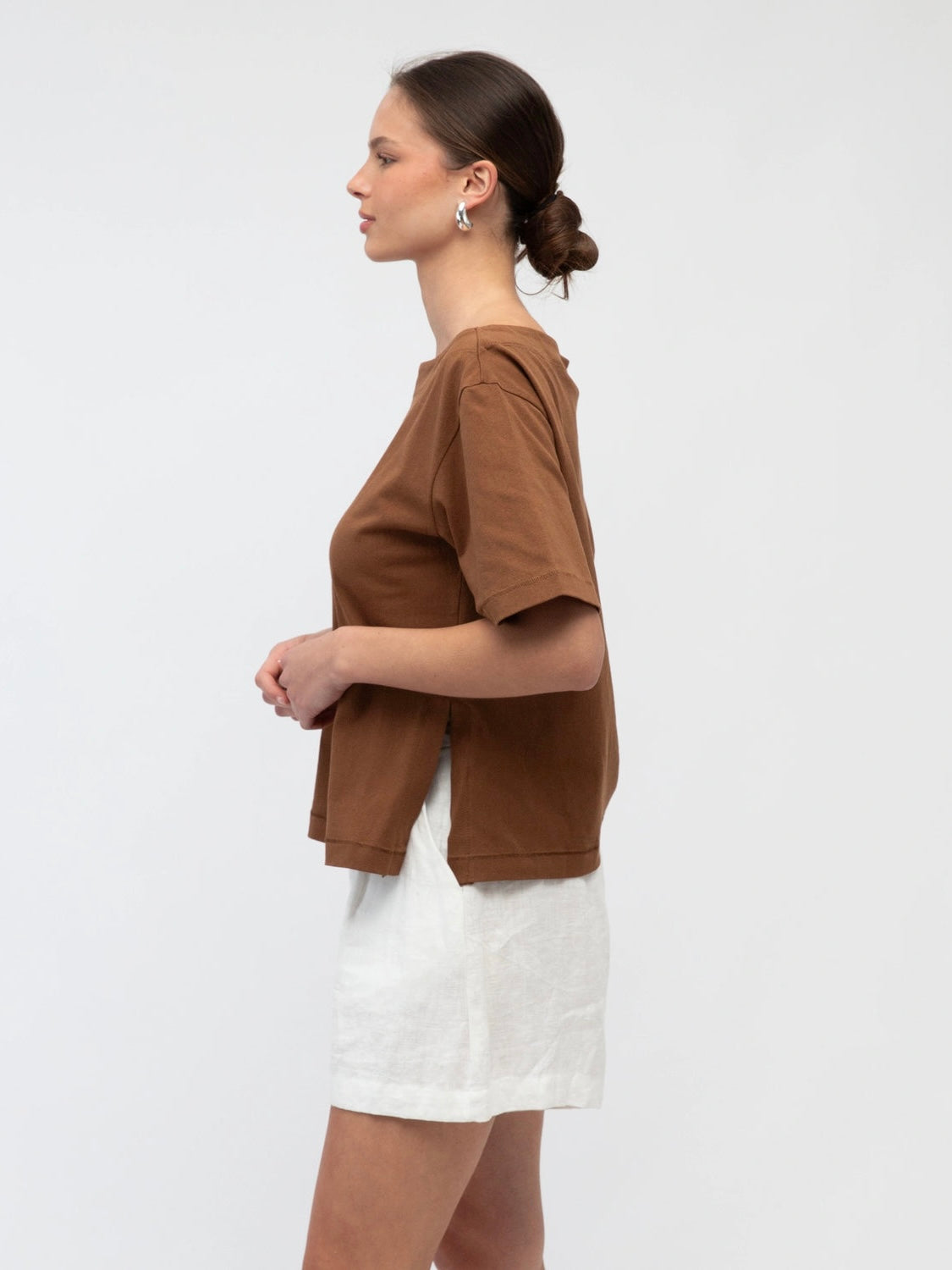 Annie Asymmetrical Tee - Chocolate