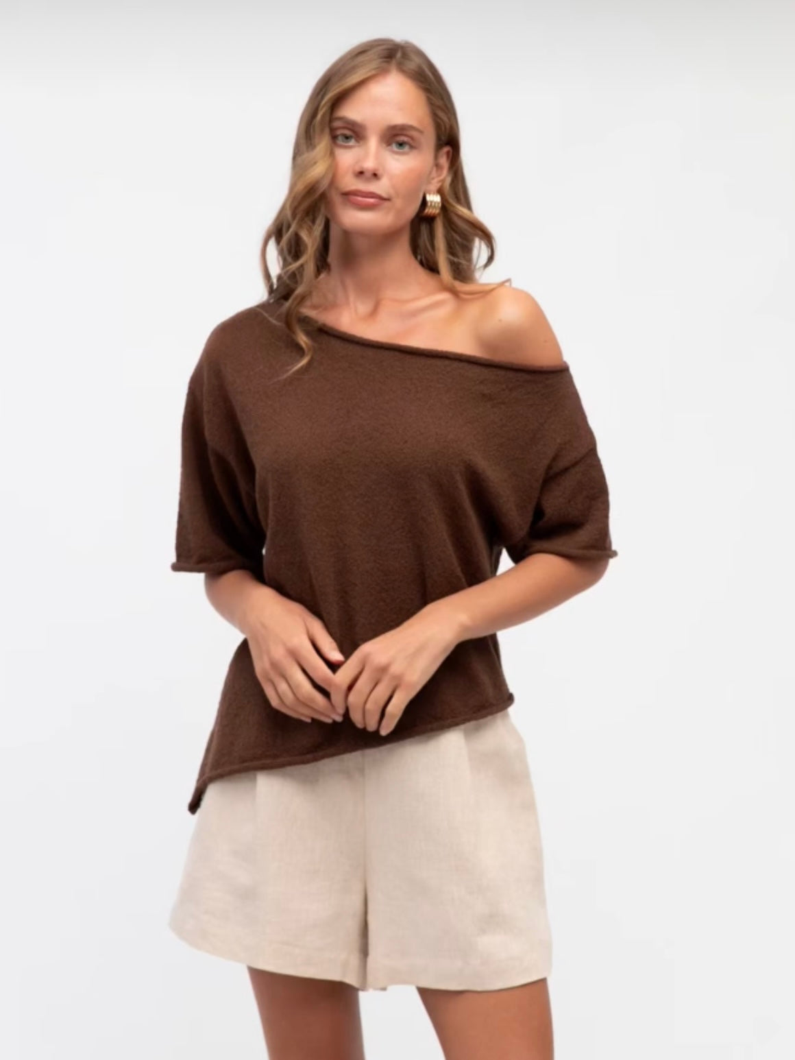 Rhea Knit Tee - Chocolate