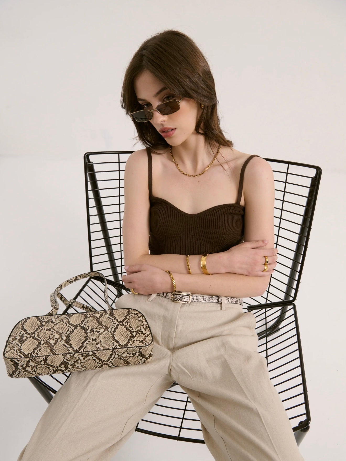 Addie Baguette Bag - Snake