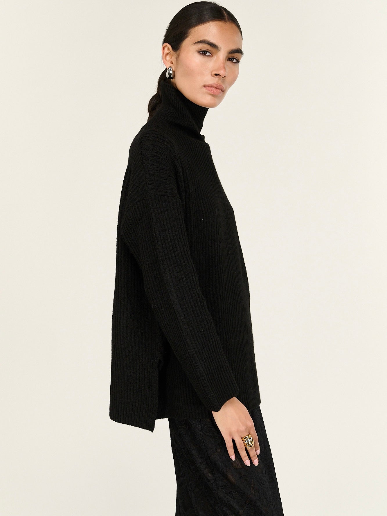 Sabine Roll Neck Knit - Black