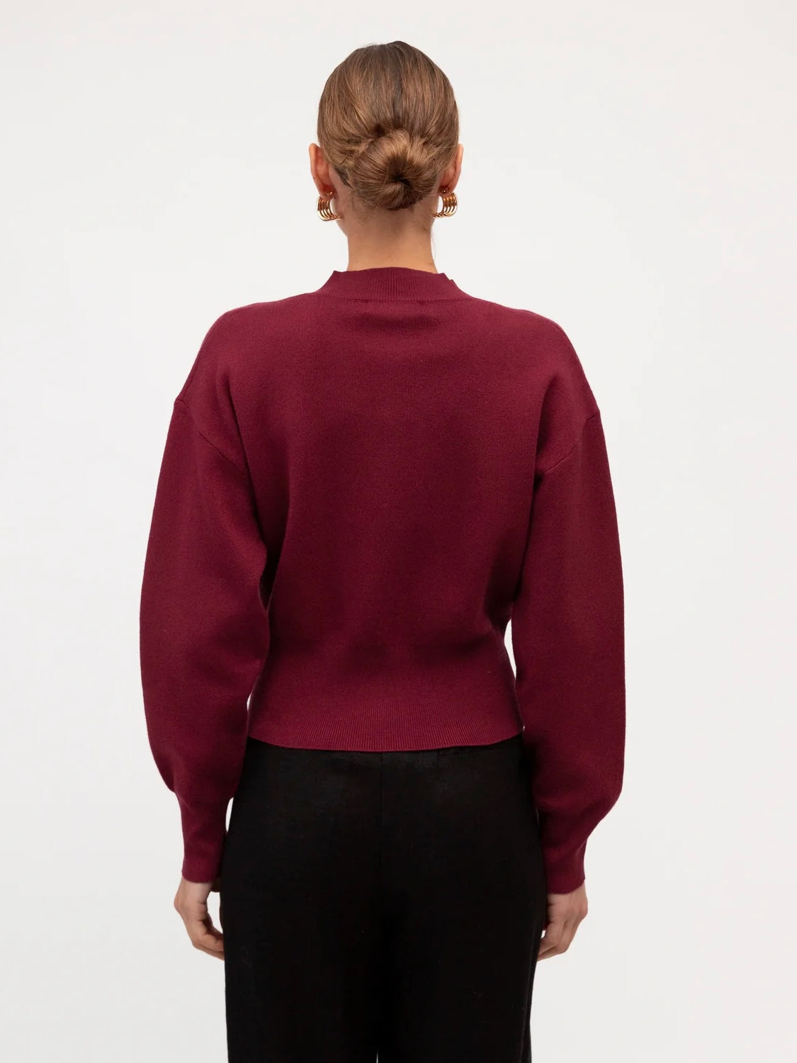 Erica Zip Cardigan - Wine