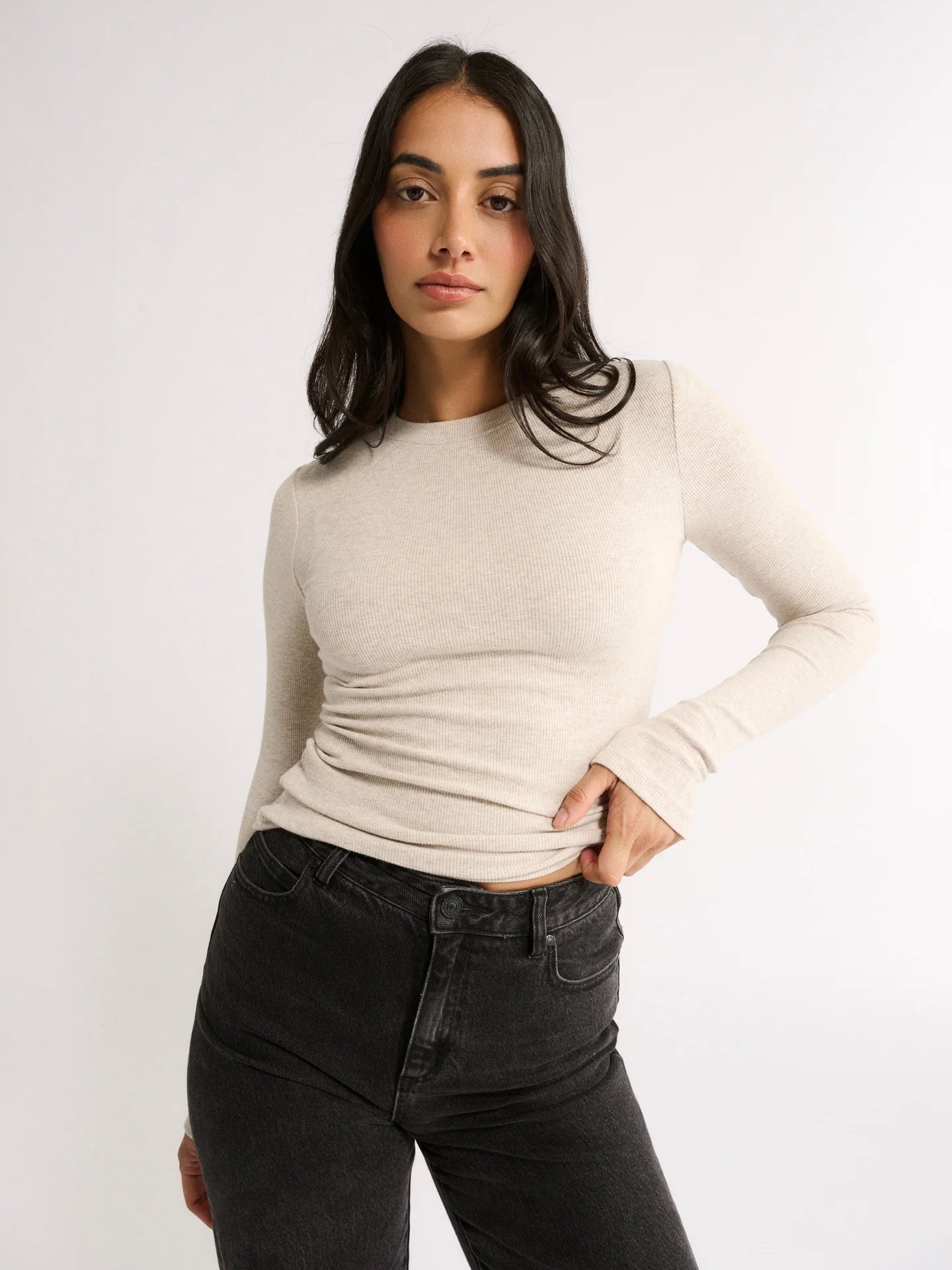 Carina Top - Oatmeal Marle