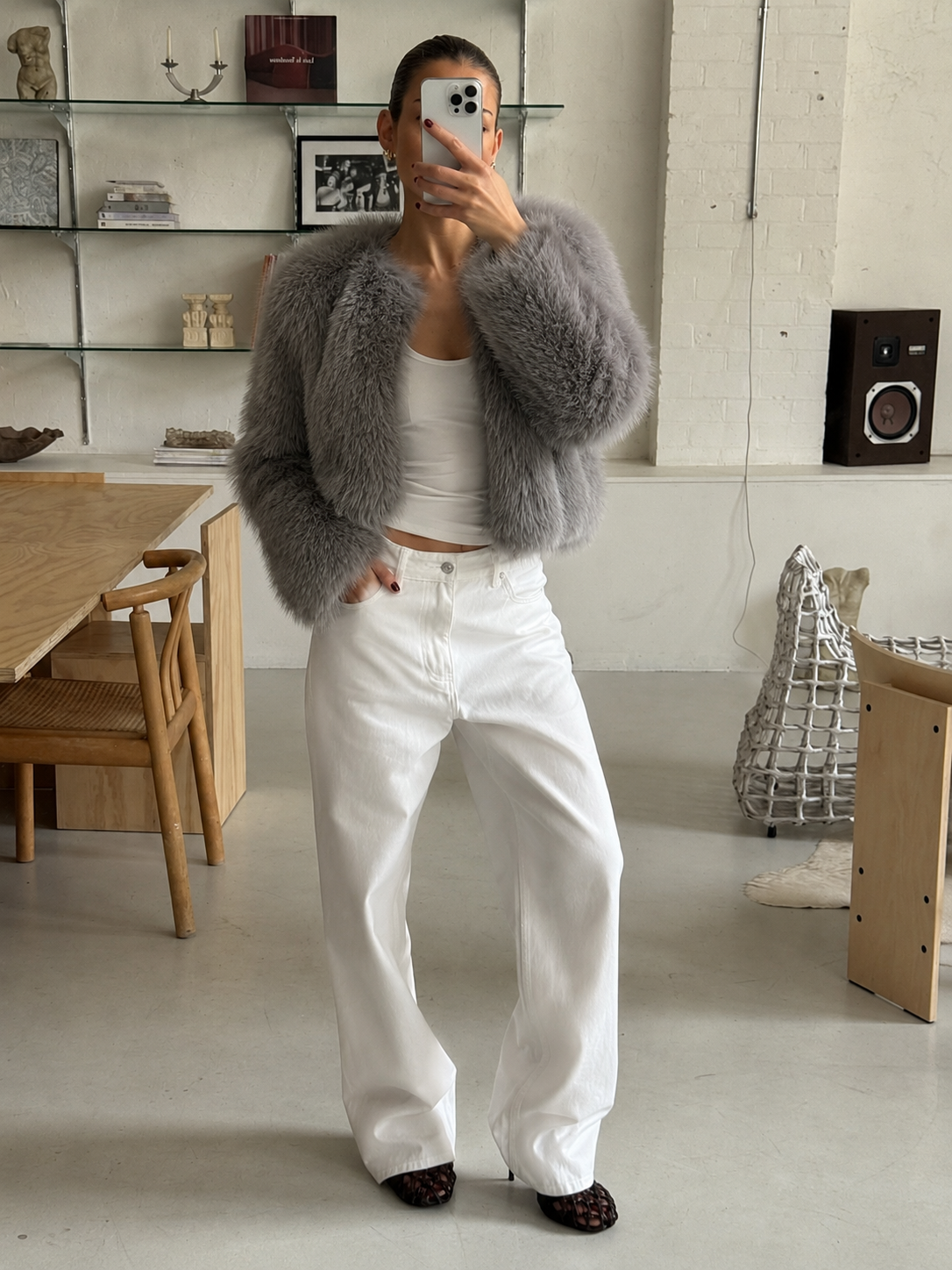 Gigi Fur Jacket - Grey