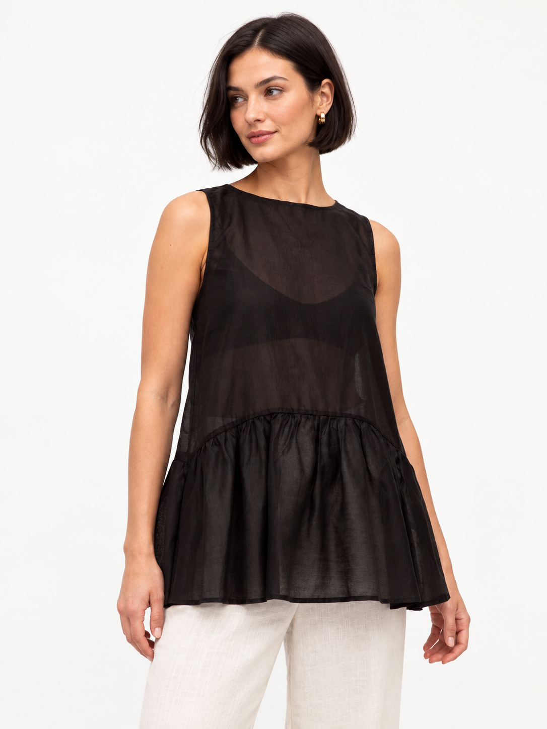 Lottie Sheer Top - Black