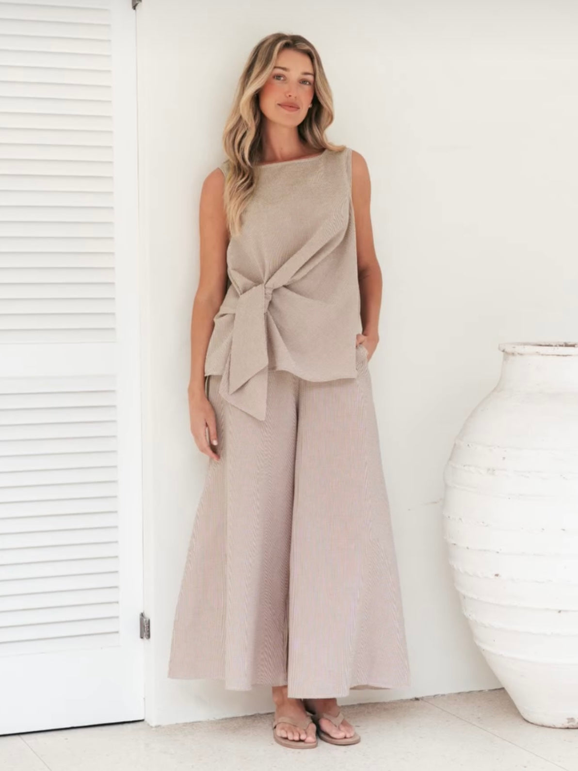 Krissy Check Top - Beige