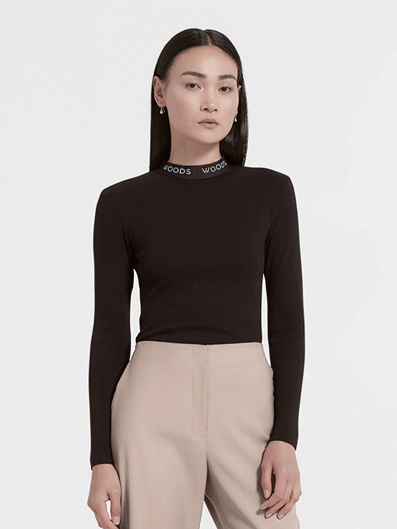 Woods Rib Longsleeve Tee - Black
