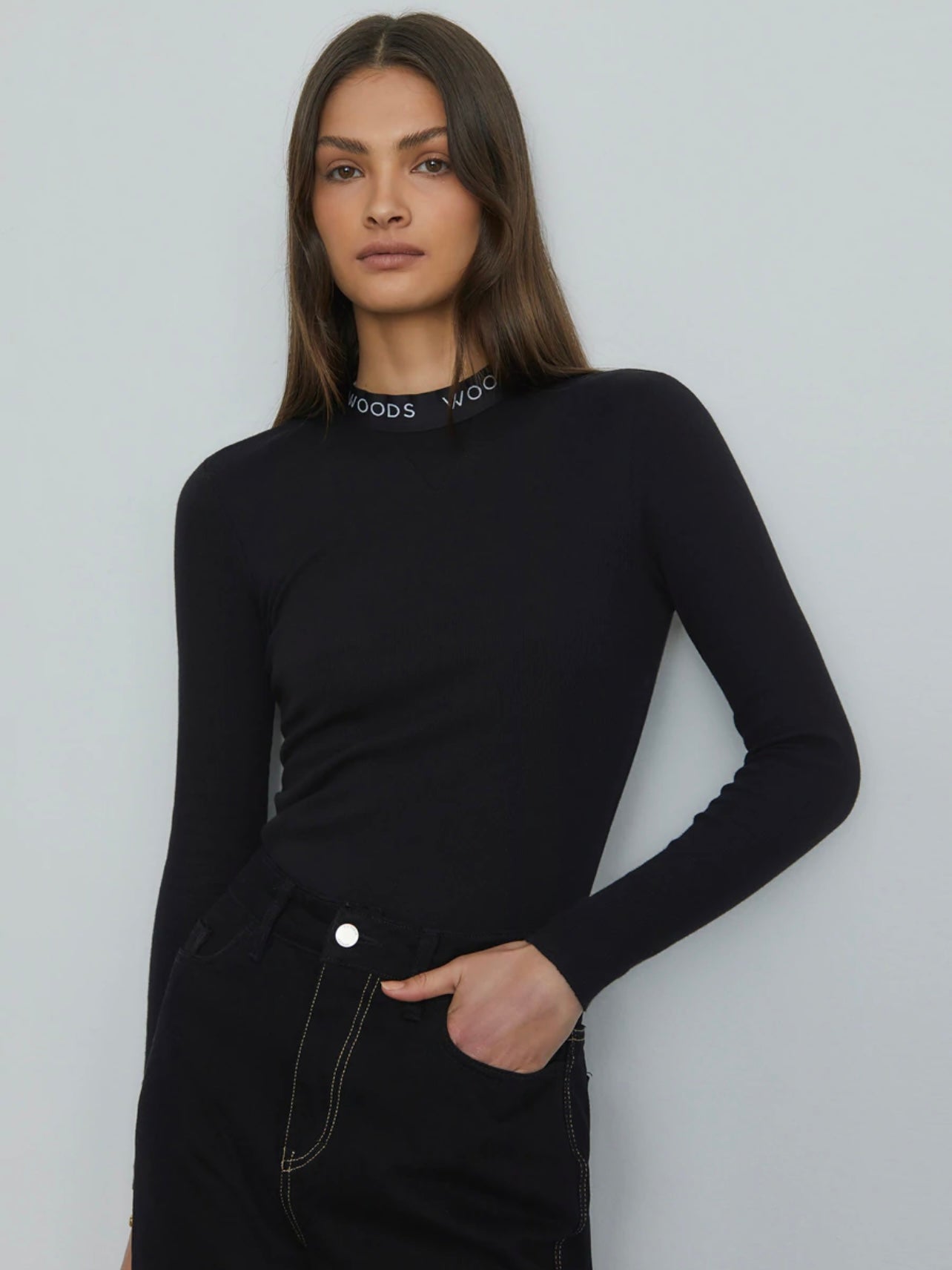Woods Rib Longsleeve Tee - Black