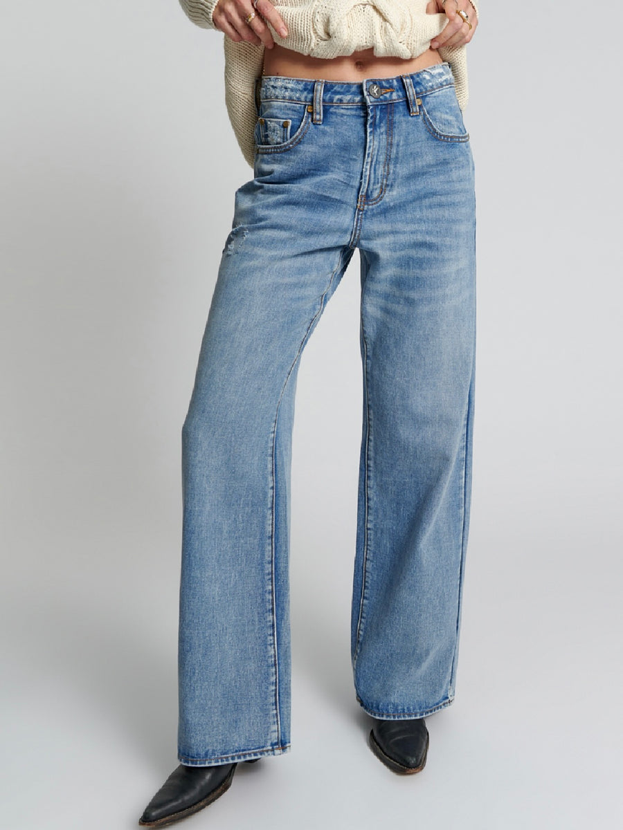 Berlin Blue Jackson Mid Waist Wide Leg Jean
