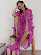 Tie Front Midi Dress Magenta