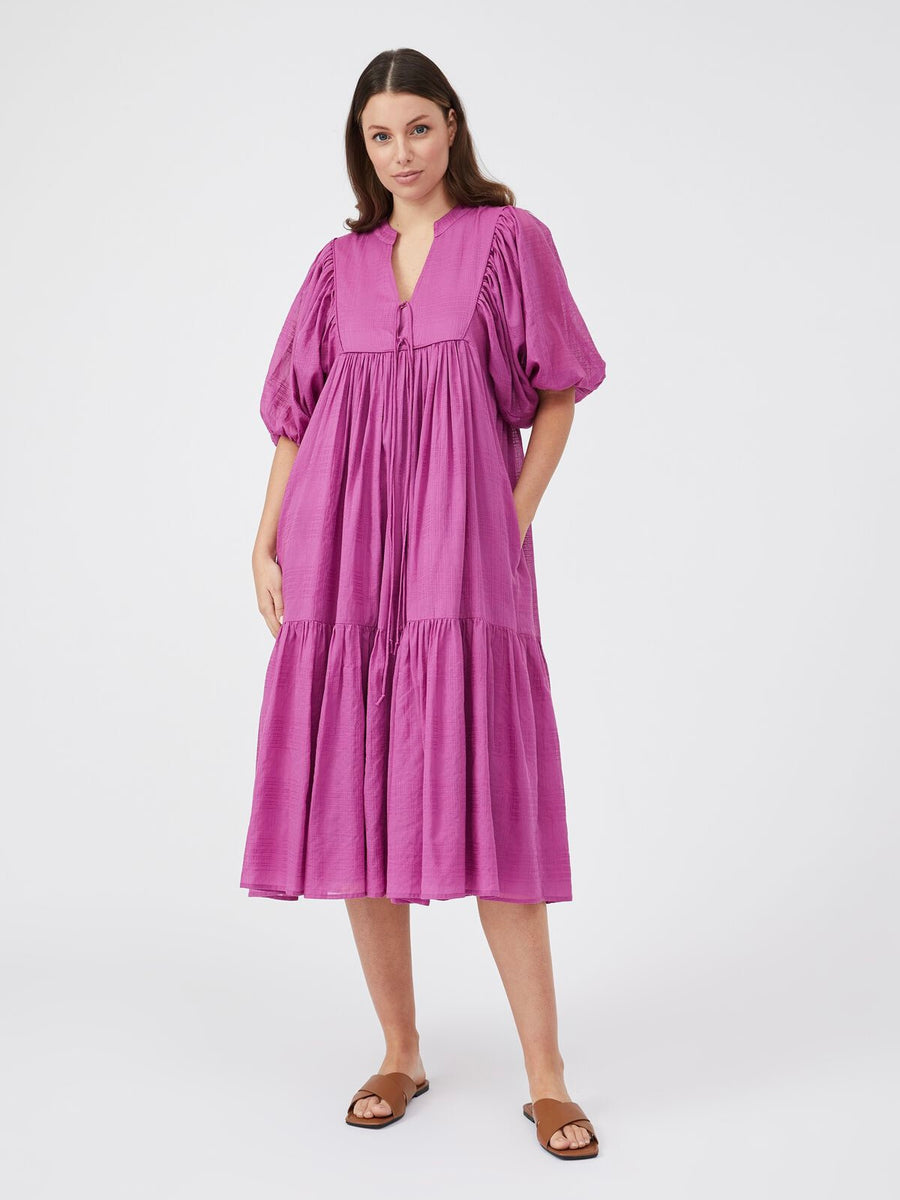 Tie Front Midi Dress Magenta