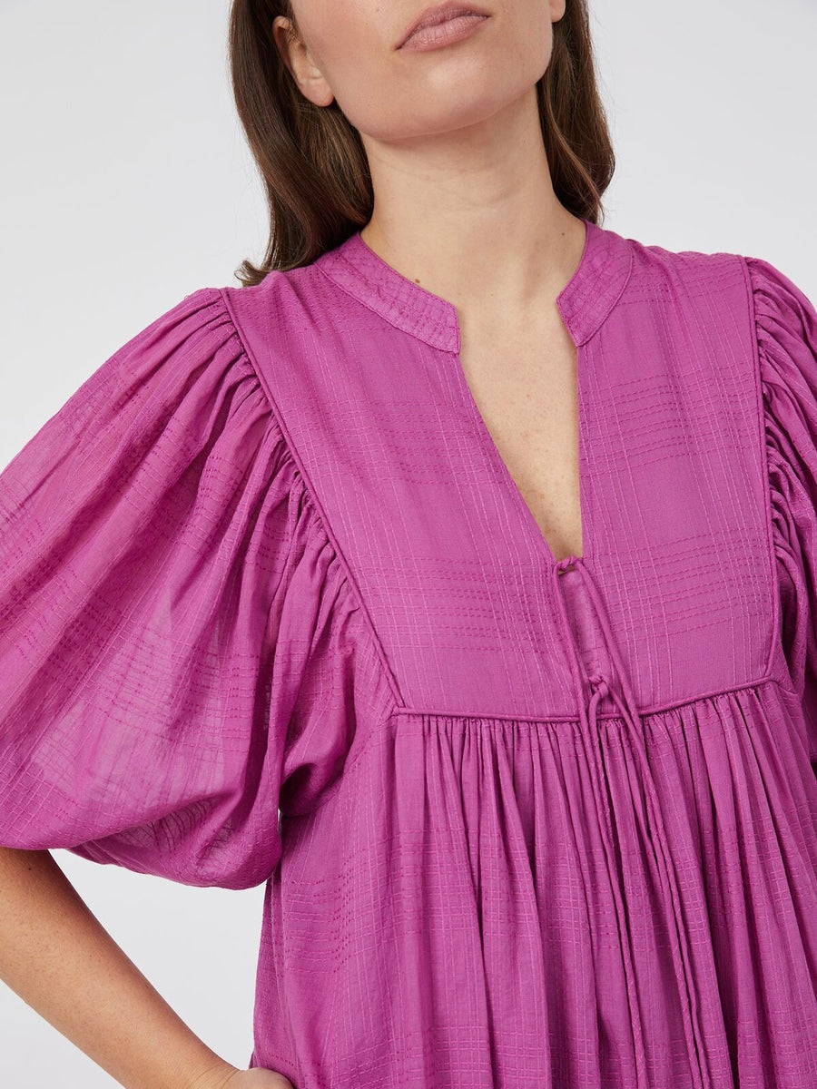 Tie Front Midi Dress Magenta